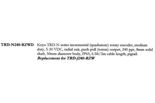 Koyo TRD-J240-RZW(obsolete, replaced by TRD-N240-RZWD) Rotory Encoder