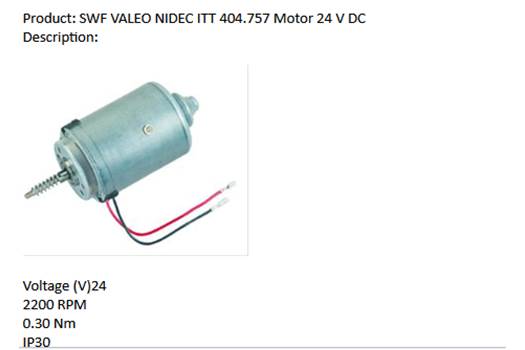 Nidec SWF VALEO NIDEC ITT 404.757 Motor 24 V DC 